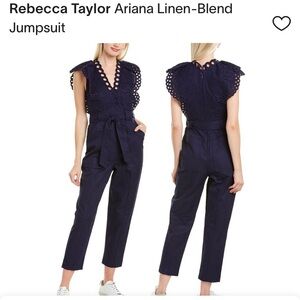 Rebecca Taylor Jumpsuit with Ruffle Sleeves and Tapered Legs